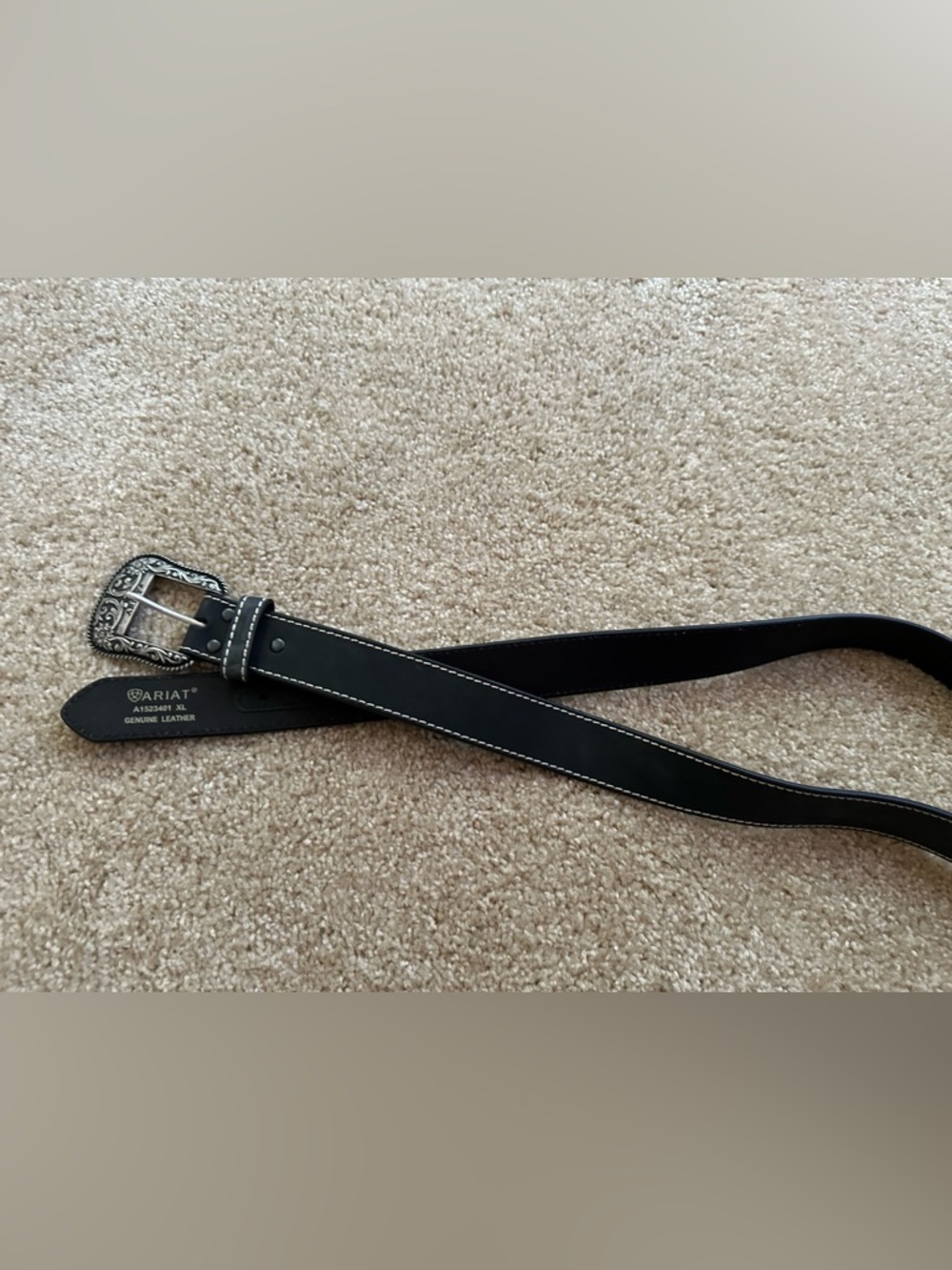 NWOT Women’s Ariat Black Leather Western Belt with Contrast Stitching XL